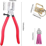 60pcs Key Fob Hardware with 1Pcs Key Fob Pliers, Glass Running Pliers Tools with Curved Jaws, Studio Running Pliers