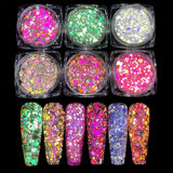 Glow in The Dark Glitter, 6 Color Luminous Iridescent Chunky Glitter, Cosmetic Craft Glitter Set for Epoxy Resin, Body, Face, Nail In Australia - Darrahopens