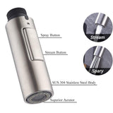Universal Replacement Part Bathroom Kitchen Faucet Pull-Out Spray Head Water Nozzle (Stainless Steel Body)