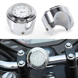 Motorcycle Handlebar Mount Clock,7/8 1" Waterproof Handlebar Dial Clock Watch ，Motorcycle Handlebar Clock & Thermometer