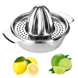 Stainless Steel Lemon Squeezer Citrus Juicer Handheld Press Orange Juice Squeezing Tool with Bowl Storage Container