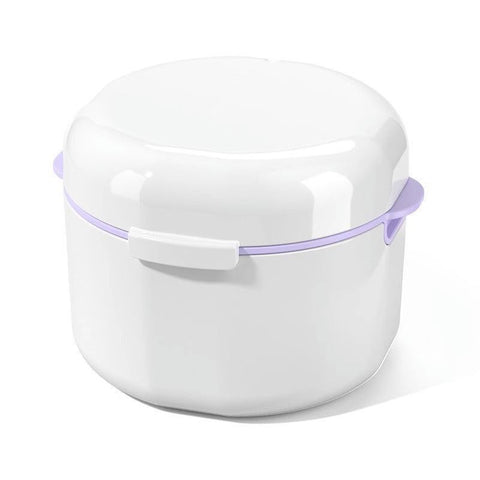 2 pcs Denture Storage Box Denture Cleaner Container Denture Retainer Case Portable Double Layer Hollow Drain Braces Box