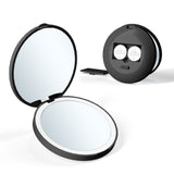 LED Compact Mirror, Lighted Travel Mirror, 2X Magnifying, Handheld, Double Sided, Portable Makeup Mirror Black, 3.15 inch Round