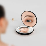 LED Compact Mirror, Lighted Travel Mirror, 2X Magnifying, Handheld, Double Sided, Portable Makeup Mirror Black, 3.15 inch Round