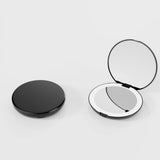 LED Compact Mirror, Lighted Travel Mirror, 2X Magnifying, Handheld, Double Sided, Portable Makeup Mirror Black, 3.15 inch Round