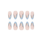 24 Pcs - MINGCHUN Summer Fake Nails Press ons French Nail Art Tips Glitter Line Design Full Cover Acrylic False Nails Glue In Australia - Darrahopens