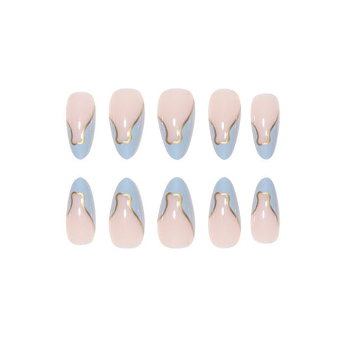 24 Pcs - MINGCHUN Summer Fake Nails Press ons French Nail Art Tips Glitter Line Design Full Cover Acrylic False Nails Glue In Australia - Darrahopens