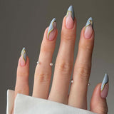 24 Pcs - MINGCHUN Summer Fake Nails Press ons French Nail Art Tips Glitter Line Design Full Cover Acrylic False Nails Glue In Australia - Darrahopens