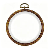 4 Inch Rubber Hoops Ring Plastic Cross Stitch Supplies, Round Imitated Wood Display Frame Kits for Art Craft Sewing