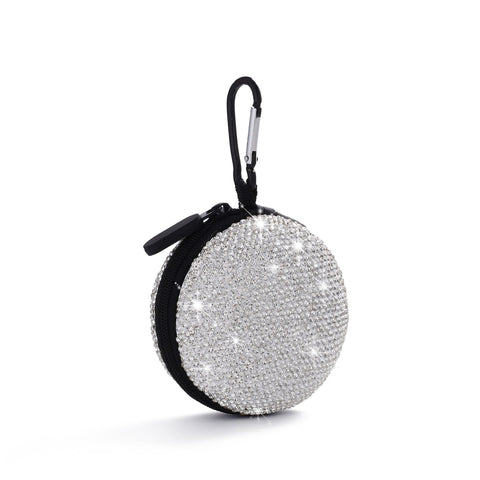 Earphone Case Earbuds Small Carrying Cases Bling Rhinestone Crystal Portable Headphone Organizer Storage Pouch Bag with Carabiner In Australia - Darrahopens