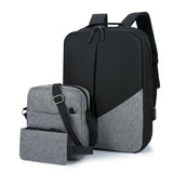 Fashion Backpack Three Piece Color Computer Business Bag Shoulder Men's Hiking Water (Grey, 30X10X41CM)