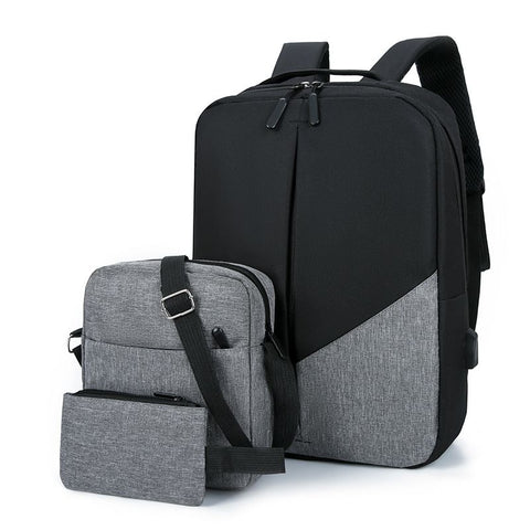 Fashion Backpack Three Piece Color Computer Business Bag Shoulder Men's Hiking Water (Grey, 30X10X41CM)