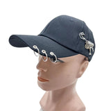 Unisex Pin Iron Ring Baseball Hat Hip Hop Snapback Caps Solid Casual Fitted Trucker Hats Women Outdoors Sun Cap