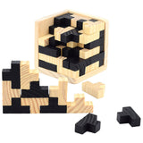 Wooden Brain Teaser Puzzle Cube Wooden Puzzles T-shaped Jigsaw Logic Puzzle Educational Toy for Kids and Adults