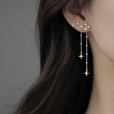 Sterling Silver Star Dangle Earrings for Women Long Dangle Earrings Chain Dipper Crawler Earrings Tassel