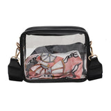 Clear PVC Crossbody Bag Stadium Approved Transparent Shoulder Phone Purse with Wide Strap for Sports Concerts