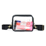 Clear PVC Crossbody Bag Stadium Approved Transparent Shoulder Phone Purse with Wide Strap for Sports Concerts