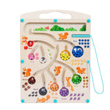 Magnetic Color and Number Maze, Montessori Toys, Wooden Puzzle Activity Board, Learning Educational Counting Matching Toys