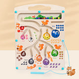 Magnetic Color and Number Maze, Montessori Toys, Wooden Puzzle Activity Board, Learning Educational Counting Matching Toys