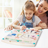 Magnetic Color and Number Maze, Montessori Toys, Wooden Puzzle Activity Board, Learning Educational Counting Matching Toys