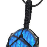 Black Healing Stones Necklace,Healing Crystal Necklace for Women Men Natural Gemstone Necklace Pendant Wrap Braid