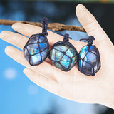 Black Healing Stones Necklace,Healing Crystal Necklace for Women Men Natural Gemstone Necklace Pendant Wrap Braid In Australia - Darrahopens