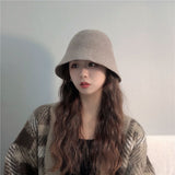 grey Vintage Bucket Hat Women Winter Fisherman Hats Hip Hop Caps Fashion Flat Hats for women and teens M（56-58cm）