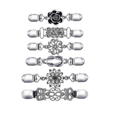 6 Pieces silvery Vintage Shirt Dress Cardigan Clip, Waist Clip for Women, Sweater Shawl Brooch Jacket Clip for Clothing