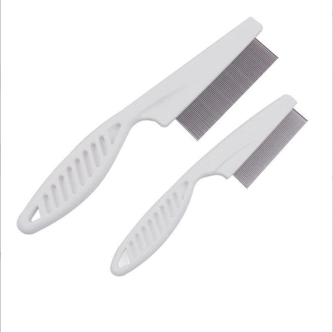 Pet Comb White Dog Cat Flea Comb Pet Grooming Comb Stainless Steel Pin Pet Hair Cleaning Tool （2Pcs White）