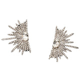 Vintage Rhinestone Angel Wing Stud Earrings for Women,Personality Exaggerated Ear Cuff Earrings Shiny Crystal Statement