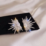 Vintage Rhinestone Angel Wing Stud Earrings for Women,Personality Exaggerated Ear Cuff Earrings Shiny Crystal Statement