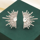 Vintage Rhinestone Angel Wing Stud Earrings for Women,Personality Exaggerated Ear Cuff Earrings Shiny Crystal Statement