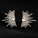 Vintage Rhinestone Angel Wing Stud Earrings for Women,Personality Exaggerated Ear Cuff Earrings Shiny Crystal Statement