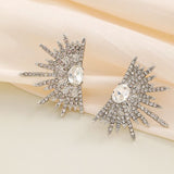 Vintage Rhinestone Angel Wing Stud Earrings for Women,Personality Exaggerated Ear Cuff Earrings Shiny Crystal Statement