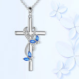Flower Cross Necklace Carnation/Rose/Lily/Daisy Cross Necklace Birth Flower Jewelry for Women Girls hope