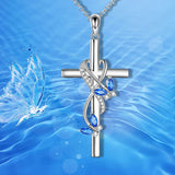 Flower Cross Necklace Carnation/Rose/Lily/Daisy Cross Necklace Birth Flower Jewelry for Women Girls hope