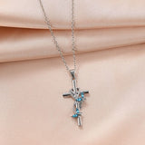 Flower Cross Necklace Carnation/Rose/Lily/Daisy Cross Necklace Birth Flower Jewelry for Women Girls hope