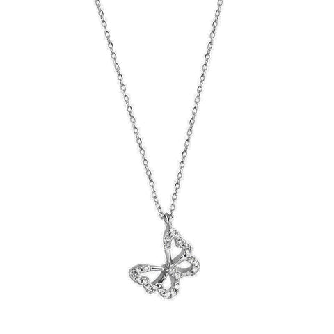 Butterfly Necklace for Women Silver Chain Necklaces Butterfly Pendant Necklace Rhinestone Butterfly Necklace