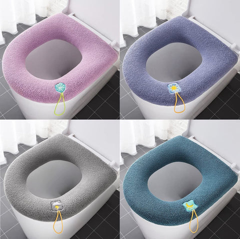 4 PackThicker Soft Bathroom Warmer Handle Toilet Seat Cover Pad Stretchable Washable and Easy Installation Cushioned Lid Seat In Australia - Darrahopens
