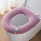 4 PackThicker Soft Bathroom Warmer Handle Toilet Seat Cover Pad Stretchable Washable and Easy Installation Cushioned Lid Seat