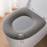 4 PackThicker Soft Bathroom Warmer Handle Toilet Seat Cover Pad Stretchable Washable and Easy Installation Cushioned Lid Seat