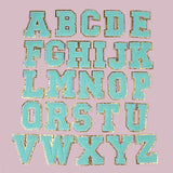26pcs A-Z Gold Glitter Border Letters Patches Fuzzy Embroidered Letter Sew on Patches for Clothes, Jacket, Bag ( Light-Blue) In Australia - Darrahopens