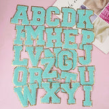 26pcs A-Z Gold Glitter Border Letters Patches Fuzzy Embroidered Letter Sew on Patches for Clothes, Jacket, Bag ( Light-Blue) In Australia - Darrahopens