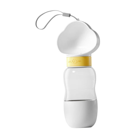 Dog Water Bottle,Convenient Dog Water Dispenser,Leak Proof Puppy Water Bowl,Pet Water Bottle with Dog Food Container (White)