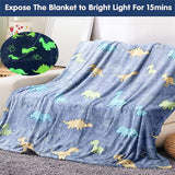 Glow in The Dark Throw Blanket, Dinosaurs Blanket for Boys, Luminous Kids Blanket, Soft Blankets for Birthday Christmas In Australia - Darrahopens