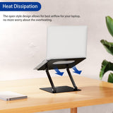 Aluminum Laptop Stand, Ergonomic Adjustable Notebook Riser Holder Computer Stand Compatible with 10-14" Laptops, Black