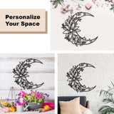 Moon Metal Floral Art Decor -  Black Large Floral Moon and Star Phase Wall signs for Half Moon Flower Sculpture Hanging Wall In Australia - Darrahopens