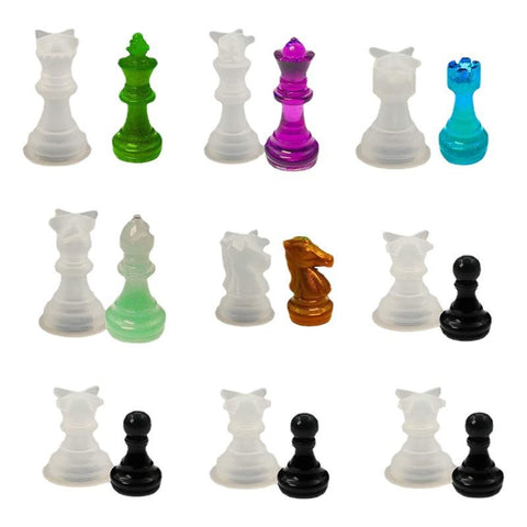 Resin Silicone Mold, Upgrade Pieces Chess Mold Kit for Resin Casting Full Size with Storage Bag, Chess Epoxy Molds for Kid Adult