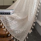 Curtains Crochet Lace Semi-Sheer Bohemian Hollow Knitted Handmade Tassels, Rod Pocket Window Treatment Vintage Rustic Farmhouse In Australia - Darrahopens