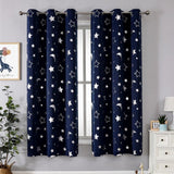 Navy Blue Star Blackout Curtains for Boys Nursery Panel Sets, Space Theme Kids Curtains Room Darkening Noise Cancelling Window In Australia - Darrahopens